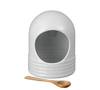 Denby James Martin Cook Salt Pig (12cm x 12cm x 16cm) - Add a Touch of Style to Your Kitchen - Includes Small Wooden Spoon - Porcelain Designed Tableware