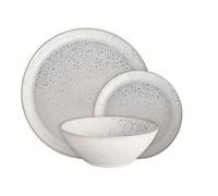 Denby - Kiln 12 Piece Dinner Set for 4 - White, Oatmeal & Grey Glaze Colour Tableware Set - Dishwasher & Microwave Safe Crockery - Versatile, Ceramic Stoneware - Chip & Crack Resistant Dinnerware Set