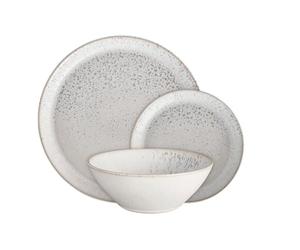 Denby - Kiln 12 Piece Dinner Set for 4 - White, Oatmeal & Grey Glaze Colour Tableware Set - Dishwasher & Microwave Safe Crockery - Versatile, Ceramic Stoneware - Chip & Crack Resistant Dinnerware Set