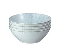 Denby - Kiln Blue Speckle Set of 4 Cereal Bowls - Dishwasher & Microwave Safe Ceramic Crockery - Reactive Glaze Bowls for Soup, Rice - Chip & Crack Resistant Stoneware for Everyday - L16.5xW16.5xH6cm