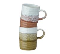 Denby - Kiln Orche & Rust Coffee Mugs 2 Piece Set- 400ml Capacity - Dishwasher & Microwave Safe Crockery - Hand-Crafted Ridge - Unique Glaze Effect - Ceramic Stoneware - Chip & Crack Resistant