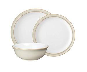 Denby LIN-12PC Linen 12 pc Set Dinnerware, Stoneware, Cream Neutral