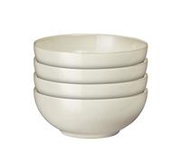 Denby - Linen Cream White Coupe Cereal Bowls Set of 4 - Dishwasher Microwave Safe Crockery - Ceramic Stoneware Tableware Natural Tones - Bowls For Soup