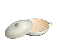Denby - Natural Canvas White Cast Iron Casserole Dish Shallow - Dutch Oven, Oven Safe Pot, Enamelled - 30cm, 3.65L Capacity