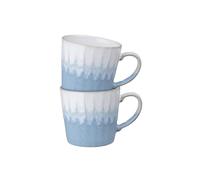 Denby - Reactive Light Blue Mug Set of 2-400ml Capacity - Dishwasher & Microwave Safe - Hot Drink, Coffee & Tea Mugs - Handcrafted Ceramic Stoneware Mugs with Glaze Effect - Chip Resistant Cups