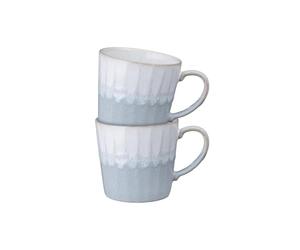 Denby - Reactive Light Grey Mug Set of 2-400ml Capacity - Dishwasher & Microwave Safe - Hot Drink, Coffee & Tea Mugs - Handcrafted Ceramic Stoneware Mugs with Glaze Effect - Chip Resistant Cups