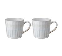 Denby - Reactive White Mug Set of 2-400ml Capacity - Dishwasher & Microwave Safe - Hot Drink, Coffee & Tea Mugs - Handcrafted Ceramic Stoneware Mugs with Glaze Effect - Chip, Crack Resistant Cups