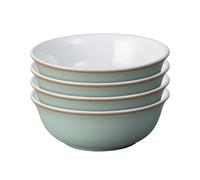 Denby - Regency Green Cereal Bowls Set of 4 - Dishwasher Microwave Safe Crockery 650ml 16.5cm - Green, White Ceramic Stoneware Tableware - Chip & Crack Resistant Soup Bowls