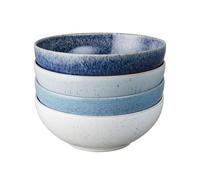 Denby - Studio Blue Cereal Bowls Set of 4 - Dishwasher Microwave Safe Crockery 800ml 15.5cm - Ceramic Stoneware Tableware - Chip & Crack Resistant Soup Bowls