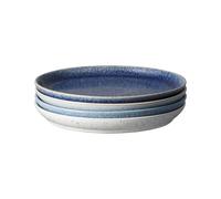 Denby - Studio Blue Dinner Plates Set of 4 - Dishwasher Microwave Safe Crockery 26.5cm - Blue, White Ceramic Stoneware Tableware - Chip & Crack Resistant Large Plates