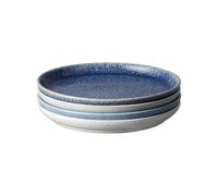 Denby - Studio Blue Medium Plates Set of 4 - Dishwasher Microwave Safe Crockery 22.5cm - Blue, White Ceramic Stoneware Tableware - Chip & Crack Resistant Lunch Plates