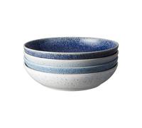 Denby - Studio Blue Pasta Bowls Set of 4 - Dishwasher Microwave Safe Crockery 1050ml 22cm - 4 Stunning Shades of Blue Ceramic Stoneware Tableware - Chip & Crack Resistant