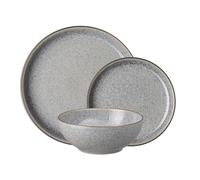 Denby - Studio Grey 12 Piece Tableware Set - Dishwasher & Microwave Safe Crockery - Soft Textured Glaze - Ceramic Stoneware - Chip & Crack Resistant - Dinner Plates, Medium Plates & Cereal Bowls