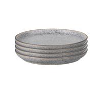 Denby - Studio Grey 4 Piece Medium Coupe Plate Set - Dishwasher & Microwave Safe Crockery - Unique Hand Glaze Effect - Versatile Piece - Ceramic Stoneware - Chip & Crack Resistant - L21xW21xH2.5
