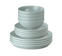 Denby - Teal Speckle 12 Piece Tableware Set - Dishwasher & Microwave Safe, Oven Proof Plate & Bowl Set - Includes 4 x Small Plates, Dinner Plates and Cereal Bowls - Chip Resistant & Durable