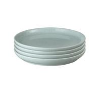Denby - Teal Speckle Set of 4 Medium Coupe Plates - Dishwasher & Microwave Safe Crockery - Soft Textured Glaze Effect - Ceramic Stoneware Medium Plates - Chip & Crack Resistant - L21xW21xH2.5