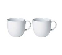 Denby White Porcelain Coffee Mug Set of 2 - 350ml Classic Simple Tea Mug Set For Home & Office - Dishwasher Safe, Microwave Safe - Chip Resistant