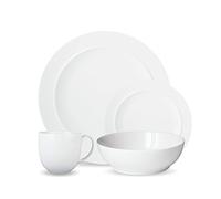 Denby White Porcelain Dinner Set For 4 - 16 Piece Tableware Set - Dishwasher Microwave Safe Crockery Set - 4 x Dinner Plate, 4 x Small Plate, 4 x Cereal Bowl, 4 x Coffee Mug