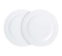 Denby White Porcelain Medium Plates Set of 2 - 24cm Dishwasher Microwave Safe Crockery - Chip & Crack Resistant Glazed Tableware