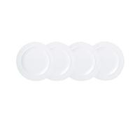 Denby White Porcelain Medium Plates Set of 4 - 24cm Dishwasher Microwave Safe Crockery - Chip & Crack Resistant Glazed Tableware