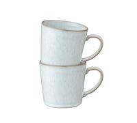 Denby - White Speckle Set of 2 Mugs - Large 400ml Capacity Coffee Cups - Dishwasher, Microwave Safe & Oven Proof for Home & Office - Chip Resistant Green Glazed, Everyday Chip Resistant Stoneware