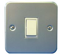 Dencon 1 Gang 2 Way Metal Clad Light Switch in Silver Dencon Silver