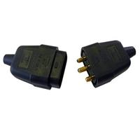 Dencon Rubber Connector Plug 9416BNB 3-Pin 10A Black