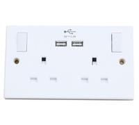 Dencon 4410Nb Switched Socket 2-Gang + 2 Usb Ports 13A Dcn4410Nb