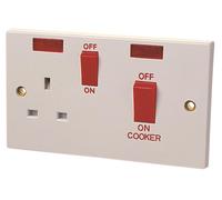Dencon 4457NB Double Pole Switch 45A With Switched Socket 13A