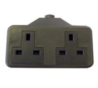 Dencon Trailing Socket 13A 2-Gang Black
