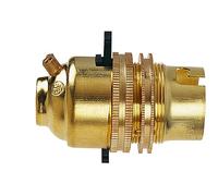 Dencon BC Brass 1/2" Switched Lampholder with Earth Safety Switch *Fast Post*