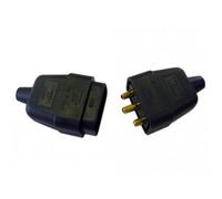 Dencon Rubber Connector Plug Multi Colour (3 Pin, 10A, Black)