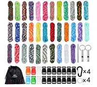 DENDAWEN MONOBIN 550 Paracord Bracelet Kit - Type III Survival Parachute Cord Combo Craft Kit with Buckle, Carabiner and Key Ring for Making Paracord Bracelet, Dog Collar, Lanyard
