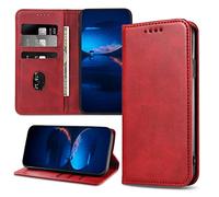 DENDICO Case for OPPO Find X3 Neo 5G / OPPO Reno 5 Pro Plus 5G, Classic PU Leather Magnetic Wallet Case, Flip Folio Protective Phone Cover Compatible with OPPO Find X3 Neo 5G, Red