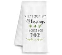 DENDOFENGE Irish Blessing Kitchen Towel, When I Count My Blessings Ireland Shamrock Dish Tea Towels for Kitchen Decor, Lucky Clover Irish Gifts for Woman Man Hand Towels Decor, 16x24 Inch