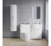 Dene | 1100 RH White Bathroom Vanity, WC, BTW Rimless Toilet & Wall Hung Cabinet