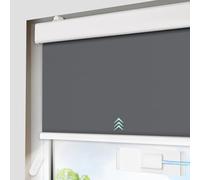 DENFOON Solar Electric Roller Blinds Thermal Blind with Remote Control Blackout Roller Blind With/with Drilling Easyfix Klemmfix Rechargeable Battery Tube Motor Smart Roller Blind Anthracite