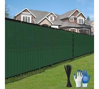 DenForste Privacy Fence Screen,with Gloves, 8X50FT Heavy Duty 220GSM 98% Blockage Privacy Screen Fence for Outdoor Wall Garden Yard Backyard (Green)