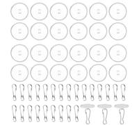 Dengfelai 60 PCS Self Adhesive Ceiling Hooks - Plastic Transparent Sticky No Drilling Nail Free Hooks - Flagpole Clip for Kitchen Bathroom Ceiling Hanging Wind Chimes