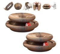 DengFen AngloCrate Kitty Curls Foldable Accordion Cat Scratching Board - Magic Organ Interactive Scratching Mat Toy for Indoor Cats(2PCS)