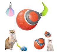 DengFen Speedy Tail 2.0 Cat Toy, Indoor Cat And Dog Interactive Cat Toy, Two Speed Adjustments, Smart Cat Toy Ball, USB Rechargeable Cat Toy Ball With Tail(Red)