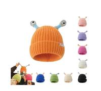 DengFen Winter Cute Light Up Little Monster Knit Hat, Funny Little Monster LED Knit Beanie Hat, Cute Light Up Monster Knit Winter Knit Hat(Orange)