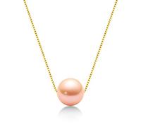 DENGGUANG Pearl Necklace Single Floating Pendant with Sterling Silver Chain Freshwater Cultured Pink Pearl Choker Jewelry Anniversary Birthday Valentines Gifts for Her Mothers Day Gift for Mom