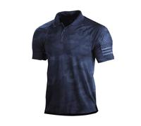 DENGJIAMY 4th of July Polo Shirts for Men Trendy American Flag Print Collar Golf Tshirt Mens Summer Plus Size Camo V Neck Tee Short Sleeve (Blue, 3XL)