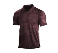 DENGJIAMY 4th of July Polo Shirts for Men Trendy American Flag Print Collar Golf Tshirt Mens Summer Plus Size Camo V Neck Tee Short Sleeve (Red, 3XL)
