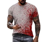 DENGJIAMY Bloody Halloween T Shirts for Men Casual Holiday Horror Graphic Tshirt Mens Plus Size Scary Printed Crew Neck Tee Short Sleeve (Z15 Red, M)