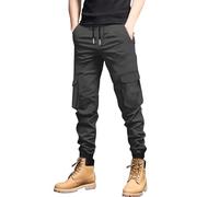 DENGJIAMY Cargo Pants for Men Outdoor Casual Plain Regular Fit Work Joggers with Pockets Trendy Tapered Pants Mens Fall Trousers (Dark Gray, XL)