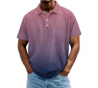 DENGJIAMY Men Gradient Polo Shirt Plus Size Color Block Print Polo Shirts Sleeve Casual Outdoor Fashion Novelty Tshirt Plus Size Button V Neck Tees Mens Summer Clothes (Z11 Purple, 4XL)