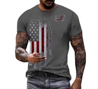 DENGJIAMY Mens 4th of July T-Shirts Round Neck Tee Short Sleeve Casual Patriotic T Shirt Plus Size Classic American Flag Graphic Tees (Dark Gray, XXL)