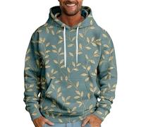 DENGJIAMY Rose Print Hoodies for Men Classic Fashion Fall Pullover Trendy Hoodie Long Sleeve with Pocket Mens Casual Hooded Sweatshirt (Green, S)